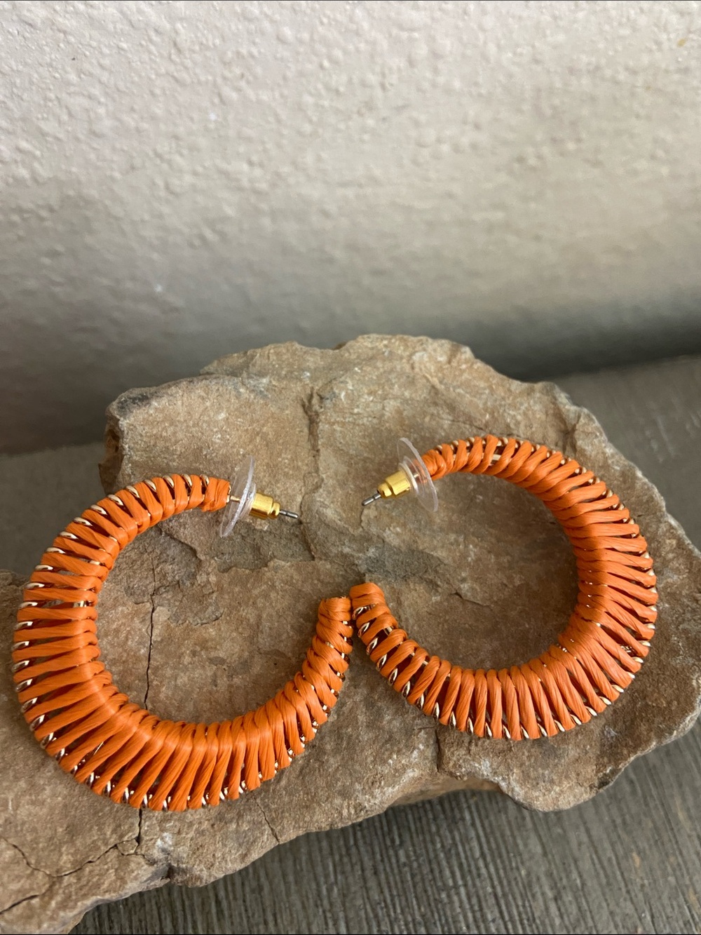 NEW Orange Wrapped Hoop Studs Earrings